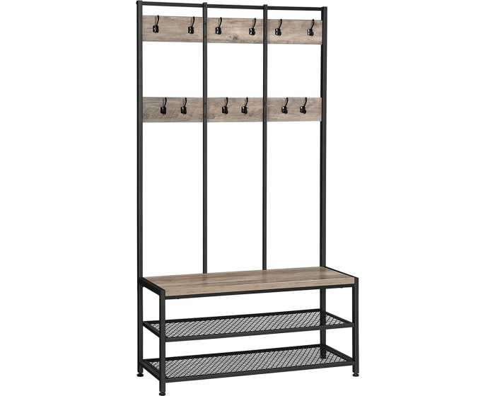 Předsíňový věšák s botníkem Filippe 100 cm světle šedý