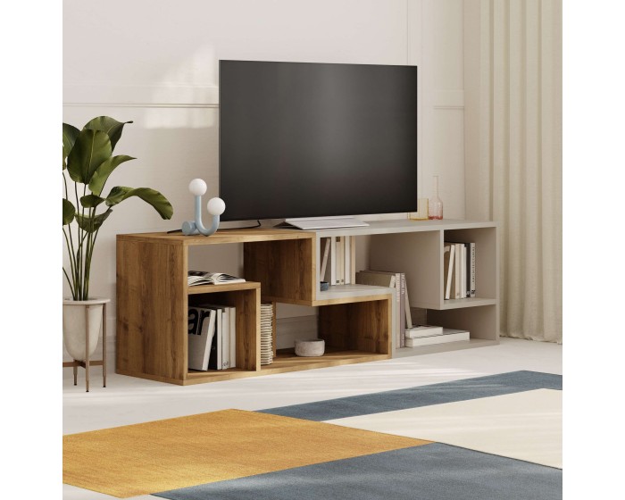 Televizní stolek Houseland Glis dub tmavý/pískovec