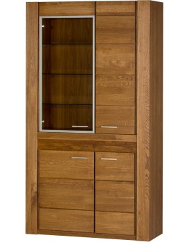 Vitrína Velvet II 12 110 cm z masivu s LED osvětlením dub Rustikal