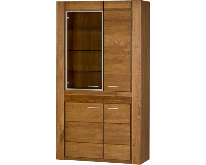 Vitrína Velvet II 12 110 cm z masivu s LED osvětlením dub Rustikal