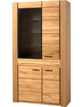 Vitrína Velvet II 12 110 cm z masivu s LED osvětlením dub přírodní