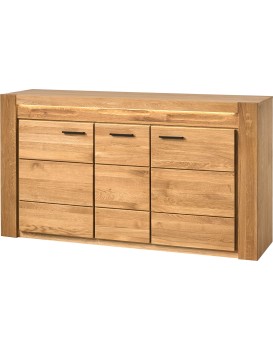 Komoda Velvet II 45 161 cm z masivu s LED osvětlením dub přírodní