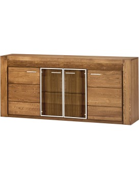 Komoda Velvet II 49 201 cm z masivu s LED osvětlením dub Rustikal