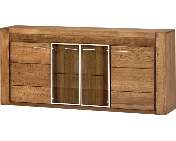 Komoda Velvet II 49 201 cm z masivu s LED osvětlením dub Rustikal