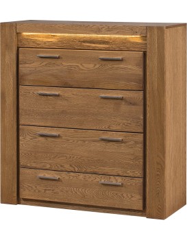 Komoda Velvet II 75 105 cm z masivu s LED osvětlením dub Rustikal