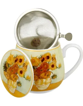 Porcelánový hrnek Van Gogh Slunečnice s infuzérem 430 ml vícebarevný