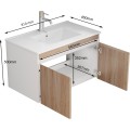 Závěsná skříňka pod umyvadlo Houseland Morvia 80 cm dub/bílá