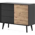 Komoda Willow II 104 cm se zásuvkami dub artisan/černá