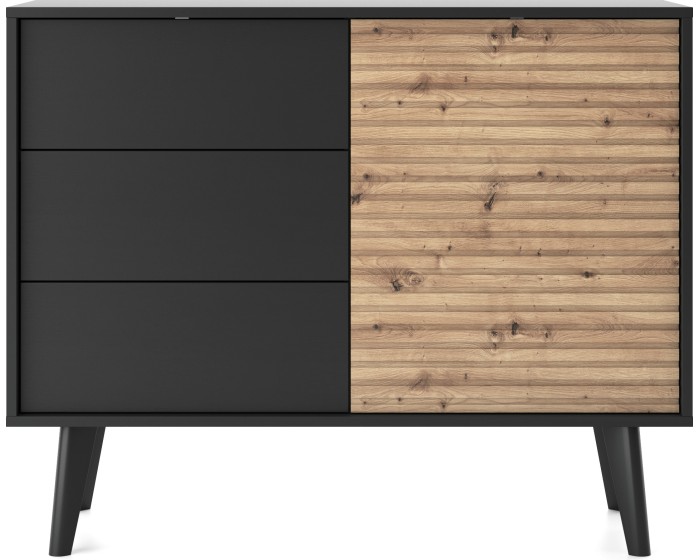 Komoda Willow II 104 cm se zásuvkami dub artisan/černá