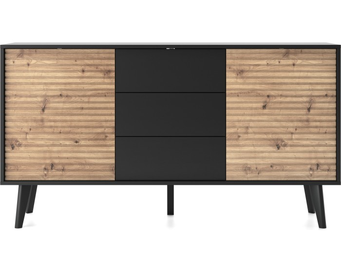 Komoda Willow II 154 cm se zásuvkami dub artisan/černá