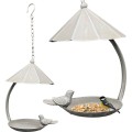 Závěsné krmítko s dekorativním ptáčkem BIRDY 43 cm bílé