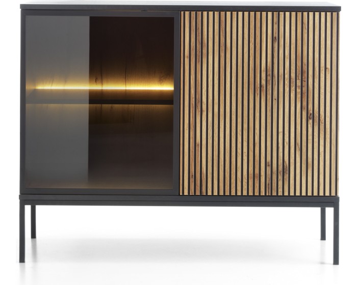 Komoda Sento s LED osvětlením 104 cm dub wotan/černá