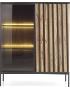 Vitrína Sento s LED osvětlením 104 cm dub wotan/černá II