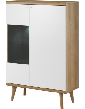 Vitrína Primo 90 cm dub Riviéra/bílá