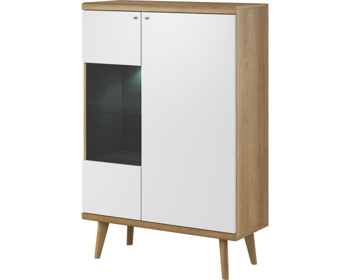 Vitrína Primo 90 cm dub Riviéra/bílá