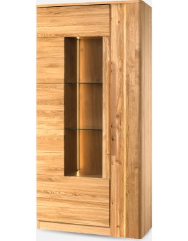 Vitrína London 12 98 cm z masivu s LED osvětlením dub přírodní