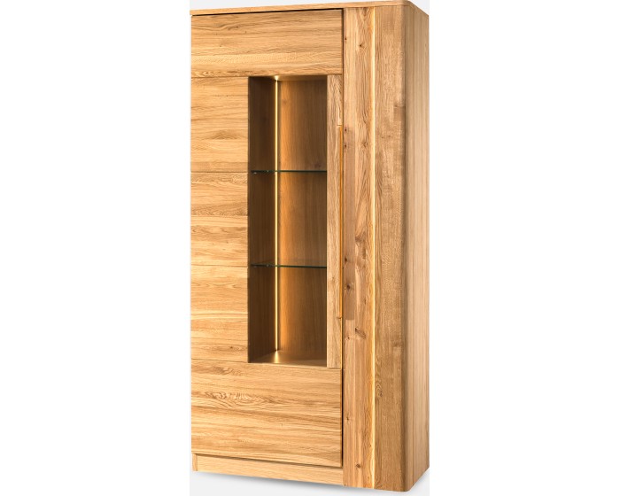 Vitrína London 12 98 cm z masivu s LED osvětlením dub přírodní