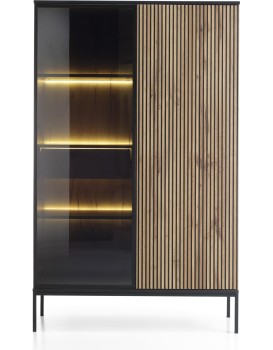 Vitrína Sento s LED osvětlením 104 cm dub wotan/černá
