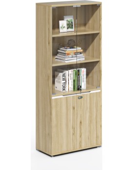 Vysoká kancelářská skříň Houseland Profit Pro 02 dub přírodní