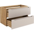 Závěsná skříňka pod umyvadlo Luxor Beige s deskou 70 cm dub olejovaný/béžová
