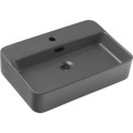 Koupelnová sestava s deskou, skříňkami, umyvadlem a zrcadlem Talia Casella 80 cm černý mat/dub casella
