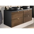 Závěsná skříňka pod umyvadlo Talia Casella s deskou 120 cm černá mat/dub casella