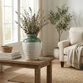 Keramická váza Evro A1 32,5x39,5 cm krémová/zelená