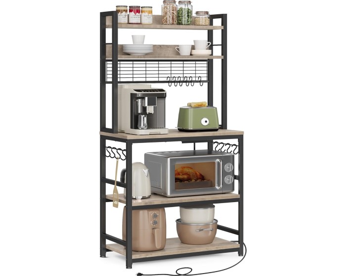 Kuchyňský regál Vasagle Muse 80 cm šedo-béžový/černý
