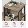 Odkládací stolek se zásuvkou a USB Vasagle Boho lískově hnědý/černý