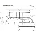 Třímístná rozkládací pohovka s taburetem Cornelius modrá