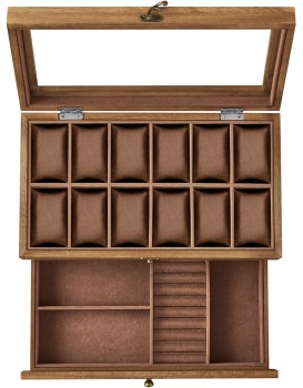 Úložný box na hodinky Vrangle 34 cm hnědý