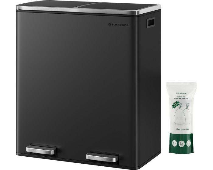 Odpadkový koš s víkem JORDAN 2x30 L černý