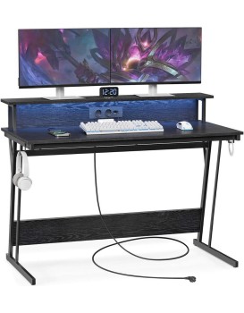 Herní stůl Hill s LED osvětlením černý