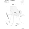 Sametové otočné jídelní křeslo Servio šedé/černé
