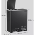 Odpadkový koš s víkem JORDAN 2x30 L černý