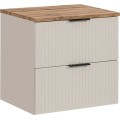 Závěsná skříňka Adele Cashmere Smile s deskou a umyvadlem 80 cm kašmír/dub wotan