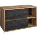 Závěsná skříňka Hampton Concrete Magic s deskou a umyvadlem 100 cm tmavý beton/dub hunton
