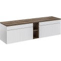 Koupelnová sestava Iconic s deskou, umyvadly, skříňkami a zrcadlem 180 cm bílá/dub santa fe vintage