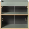 Závěsná skříňka Line Reed Green Pati s deskou a umyvadly 120 cm zelená/dub evoke