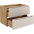 Závěsná skříňka Luxor Beige Sky I se zápustným umyvadlem 60 cm béžová/dub olejovaný