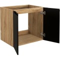 Závěsná skříňka pod umyvadlo Luxor Black II s deskou 60 cm černá/dub olejovaný