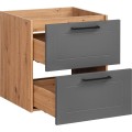 Závěsná skříňka Madera se zápustným umyvadlem 60 cm grafitová/dub artisan