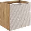 Závěsná skříňka Ocean Smile II s deskou a umyvadlem 60 cm béžová/dub olejovaný