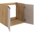 Závěsná skříňka Ocean Smile II s deskou a umyvadlem 60 cm béžová/dub olejovaný