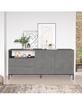 Komoda Houseland Zeke beton/černá