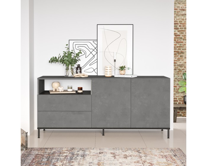 Komoda Houseland Zeke beton/černá