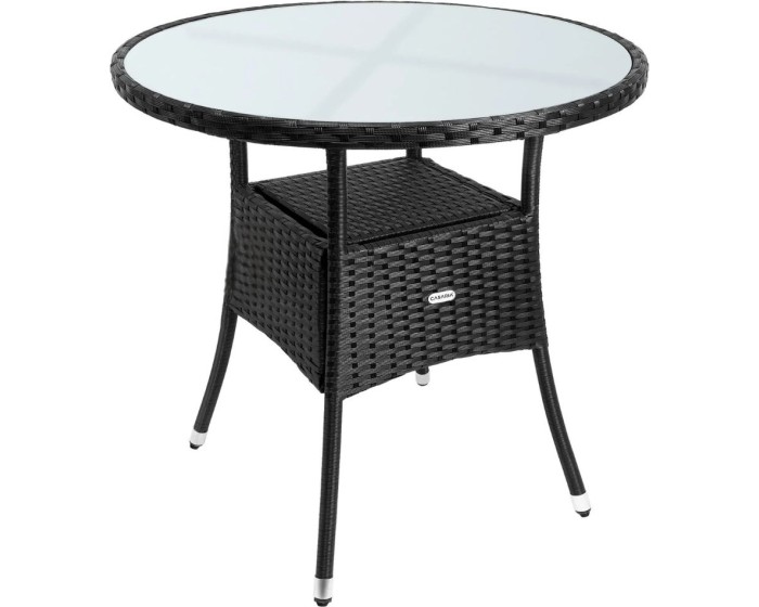 Zahradní stolek Bistra 80 cm polyratan černý