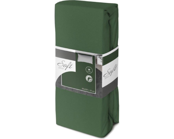 Bavlněné Jersey prostěradlo SOFT 90x200 cm + 25 cm zelené