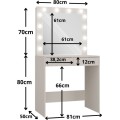Toaletní stolek s LED osvětlením MARINA Slim kašmír