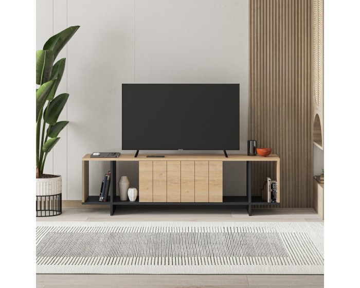 TV stolek Houseland Zitano dub přírodní/černý